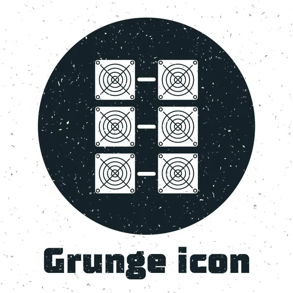 Grunge bányászati Farm ikon izolált fehér háttér. Cryptocurrency bányászat, blockchain technológia, Bitcoin, digitális pénz piac, cryptocoin pénztárca. Vektoros illusztráció — Stock Vector
