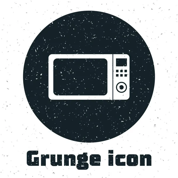 Grunge Micmicrowave oven icon isolated on white background. Значок бытовой техники. Векторная миграция — стоковый вектор