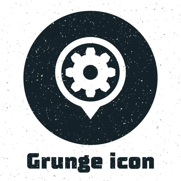 Grunge beállítás ikon elszigetelt fehér háttér. Szerszámokat, szerviz, fogaskerék, hajtómű, fogaskerekű előjel. Vektoros illusztráció — Stock Vector