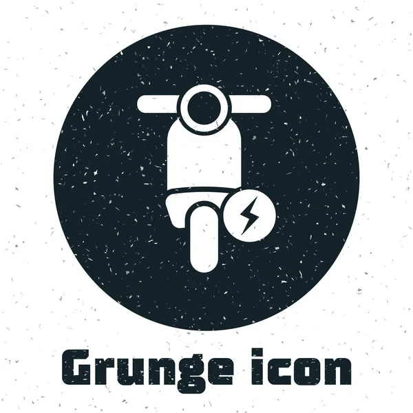 Grunge Electric scooter icon isolated on white background. Vector Illustration — Stock Vector