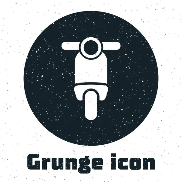 Grunge Scooter Ikone isoliert auf weißem Hintergrund. Vektorillustration — Stockvektor