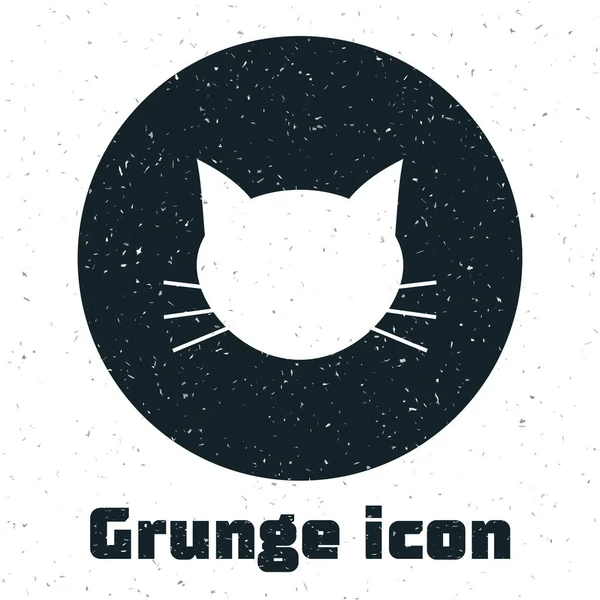 Icono Grunge Cat aislado sobre fondo blanco. Ilustración vectorial — Vector de stock