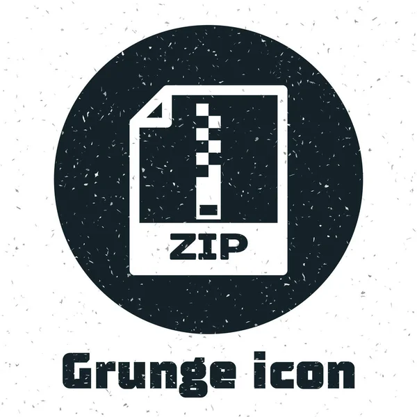 Grunge ZIP file document. Download zip button icon isolated on white background. ZIP file symbol. Vector Illustration — Stock Vector