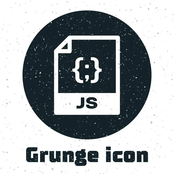 Grunge JS arquivo documento. Baixe o ícone do botão js isolado no fundo branco. Símbolo de ficheiro JS. Ilustração vetorial — Vetor de Stock