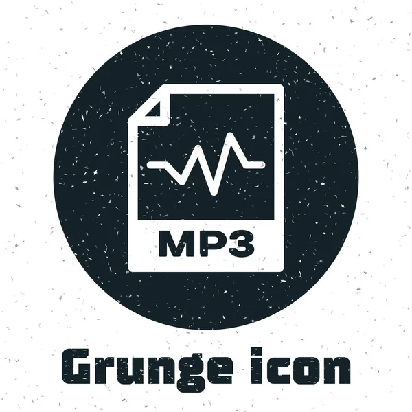 Grunge mp3 Datei Dokument. mp3-Symbol auf weißem Hintergrund isoliert herunterladen. mp3 Musikformat Zeichen. mp3-Dateisymbol. Vektorillustration — Stockvektor
