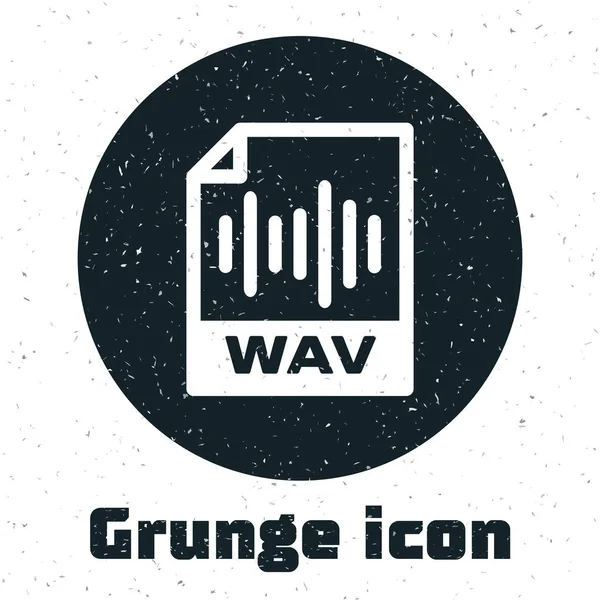 Documento de archivo WAV Grunge. Descargar icono del botón wav aislado sobre fondo blanco. WAV formato de archivo de forma de onda de audio para archivos de riff de audio digital. Ilustración vectorial — Vector de stock