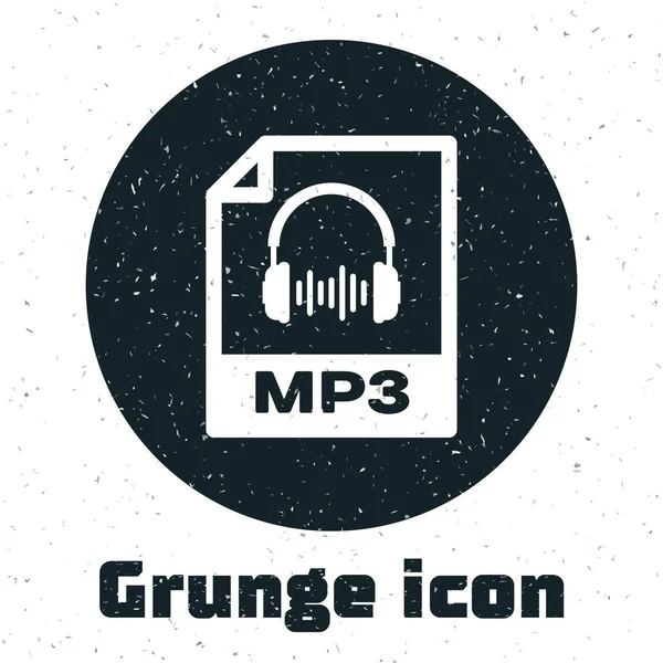 Grunge documento de arquivo MP3. Baixar ícone de botão mp3 isolado no fundo branco. Sinal de formato de música Mp3. Símbolo do ficheiro MP3. Ilustração vetorial — Vetor de Stock