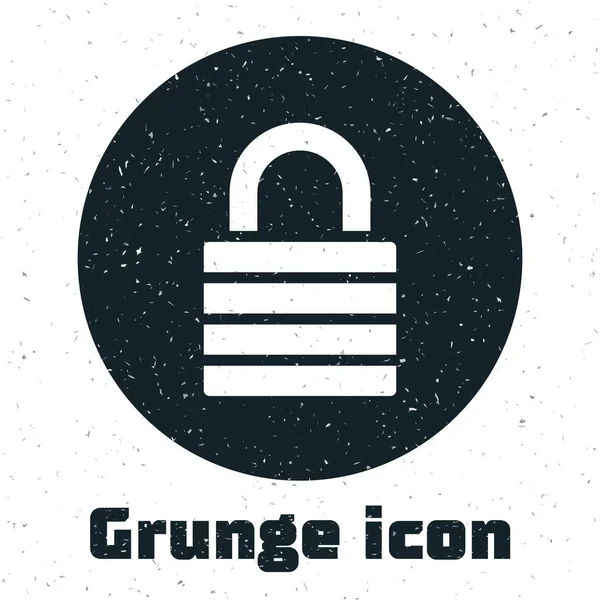 Icono de Grunge Lock aislado sobre fondo blanco. Señal de candado. Seguridad, seguridad, protección, concepto de privacidad. Ilustración vectorial — Archivo Imágenes Vectoriales