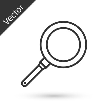 Gri Kızartma tavası simgesi beyaz arka plan üzerinde izole. Kızartma veya kızartma gıda sembolü. Vektör İllüstrasyonu