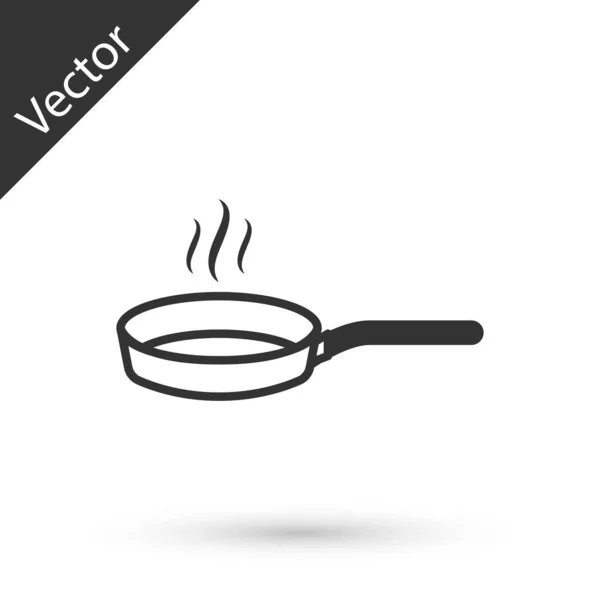 Ref. Grey Frying pan icon isolated on white background. Жареная или жареная еда символ. Векторная миграция — стоковый вектор