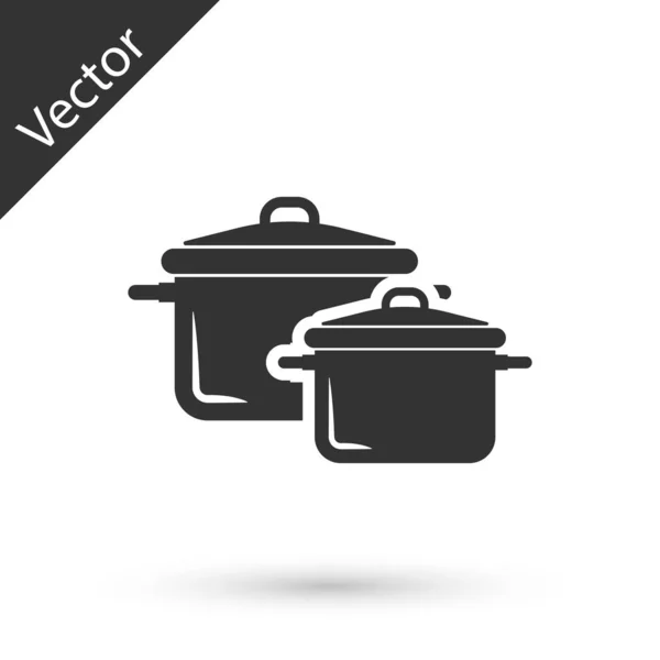 Ícone de panela de cozinha cinza isolado no fundo branco. Ferva ou guisado símbolo de comida. Ilustração vetorial — Vetor de Stock