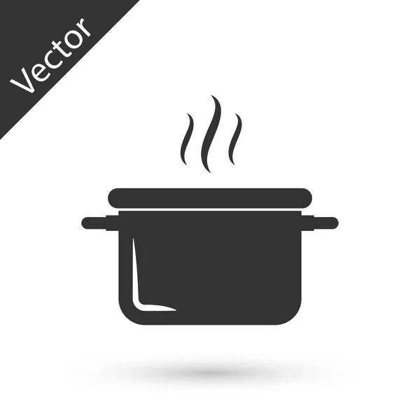 Graues Kochtopfsymbol isoliert auf weißem Hintergrund. Kochen oder schmoren Lebensmittel Symbol. Vektorillustration — Stockvektor