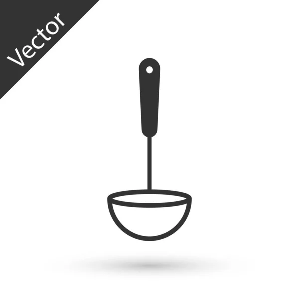 Icono de cuchara de cocina gris aislado sobre fondo blanco. Utensil de cocina. Signo de cuchara de cubiertos. Ilustración vectorial — Vector de stock