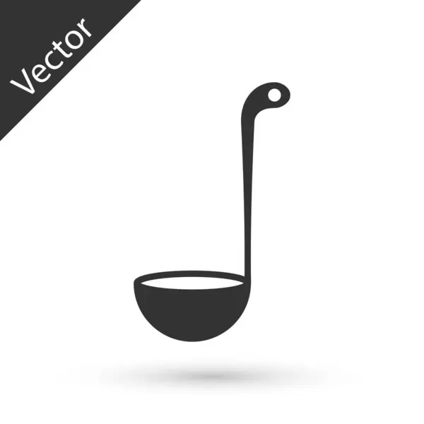 Icono de cuchara de cocina gris aislado sobre fondo blanco. Utensil de cocina. Signo de cuchara de cubiertos. Ilustración vectorial — Vector de stock