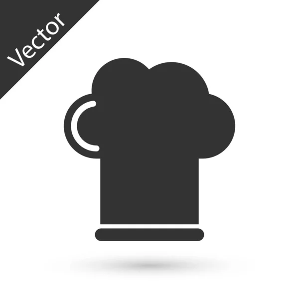 Ícone de chapéu cinza Chef isolado no fundo branco. Símbolo de cozinha. Chapéu dos cozinheiros. Ilustração vetorial — Vetor de Stock