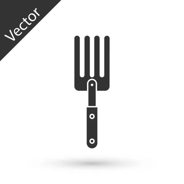 Grey Garden fork icon isolated on white background. Pitchfork icon. Tool for horticulture, agriculture, farming. Vector Illustration — Stock Vector