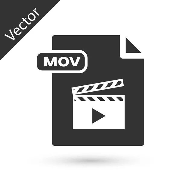 Graue Mov-Datei Dokument. mov button Icon auf weißem Hintergrund isoliert herunterladen. mov-Dateisymbol. Audio- und Videosammlung. Vektorillustration — Stockvektor