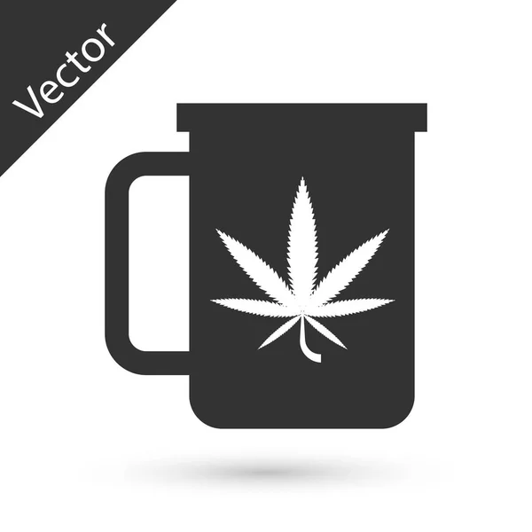 Чай Grey Cup с марихуаной или иконой листьев конопли на белом фоне. Легализация марихуаны. Символ конопли. Векторная миграция — стоковый вектор