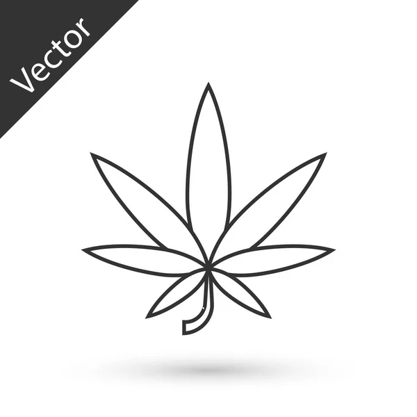 Maconha medicinal cinzenta ou ícone de folha de cannabis isolado no fundo branco. Símbolo de cânhamo. Ilustração vetorial — Vetor de Stock