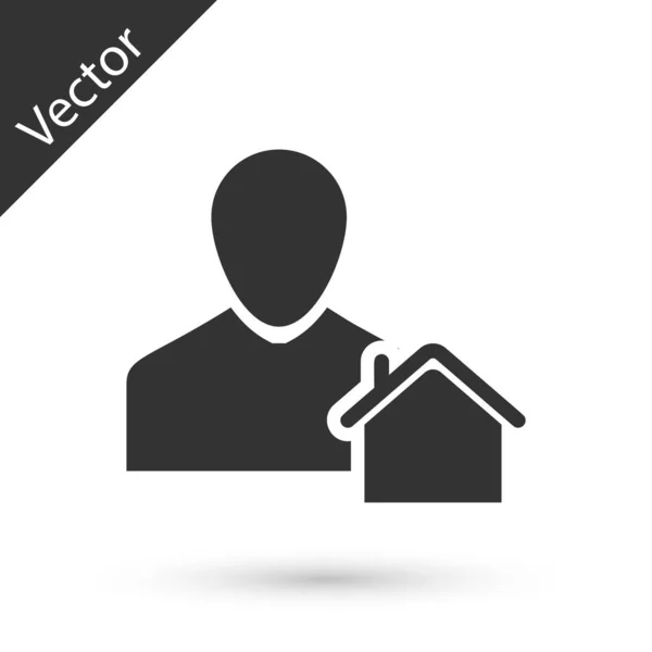 Icono de Grey Realtor aislado sobre fondo blanco. Comprando casa. Ilustración vectorial — Vector de stock