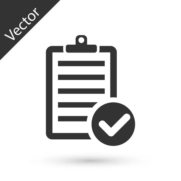 Grey Verification of delivery list clipboard and pen icon isolated on white background. Ilustração vetorial — Vetor de Stock