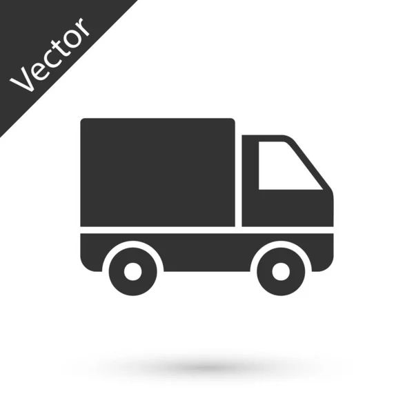 Gris entrega camión de carga icono del vehículo aislado sobre fondo blanco. Ilustración vectorial — Vector de stock
