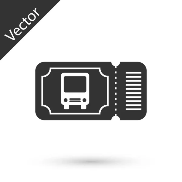 Icono de billete de autobús gris aislado sobre fondo blanco. Billete de transporte público. Ilustración vectorial — Vector de stock