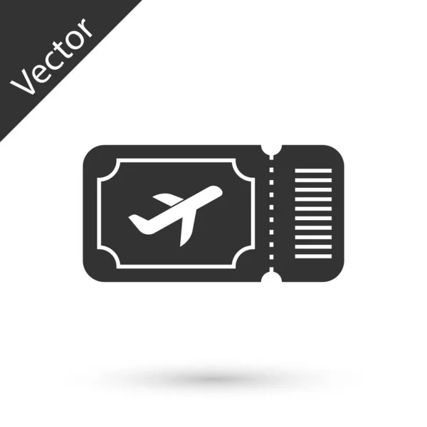 Ícone de bilhete Grey Airline isolado no fundo branco. Um bilhete de avião. Ilustração vetorial — Vetor de Stock