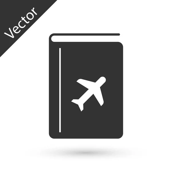 Grijze cover boek Reisgids pictogram geïsoleerd op witte achtergrond. Vector illustratie — Stockvector