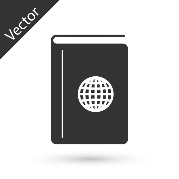 Portada gris libro guía de viaje icono aislado sobre fondo blanco. Ilustración vectorial — Archivo Imágenes Vectoriales
