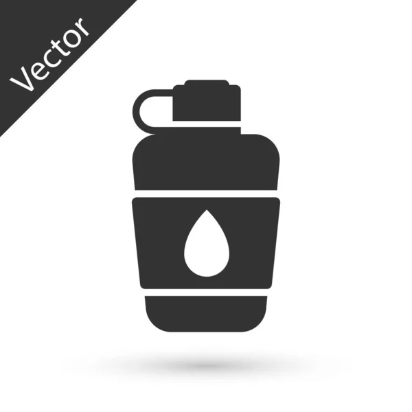 Icono de la botella de agua Grey Canteen aislado sobre fondo blanco. Icono del frasco turístico. Tarro de uso del agua en la campaña. Ilustración vectorial — Vector de stock