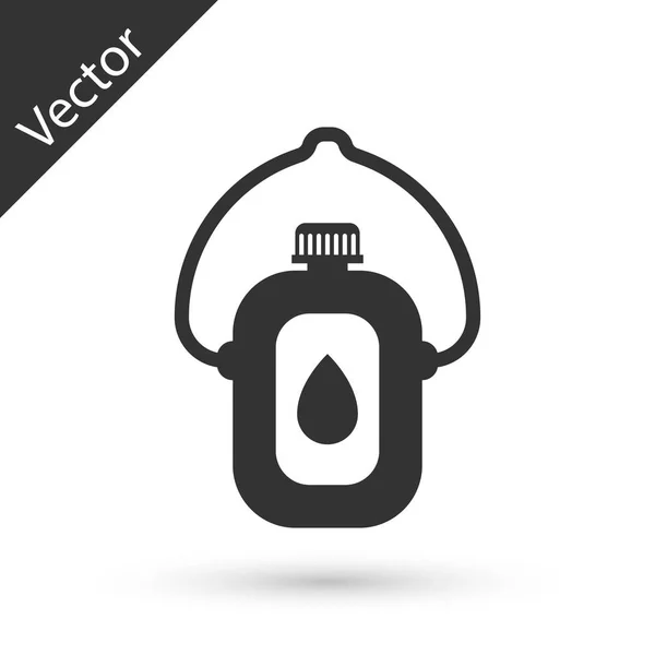 Icono de la botella de agua Grey Canteen aislado sobre fondo blanco. Icono del frasco turístico. Tarro de uso del agua en la campaña. Ilustración vectorial — Vector de stock