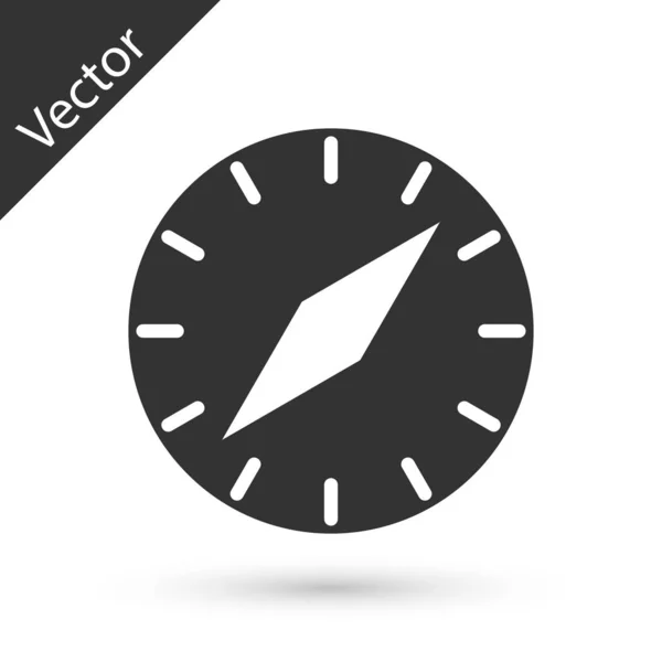 Icono de brújula gris aislado sobre fondo blanco. Windrose símbolo de navegación. Signo de rosa de viento. Ilustración vectorial — Vector de stock