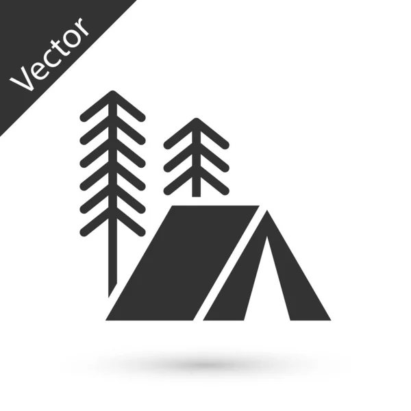 Grey Tourist tent icon isolated on white background. Camping symbol. Vector Illustration — Stock Vector