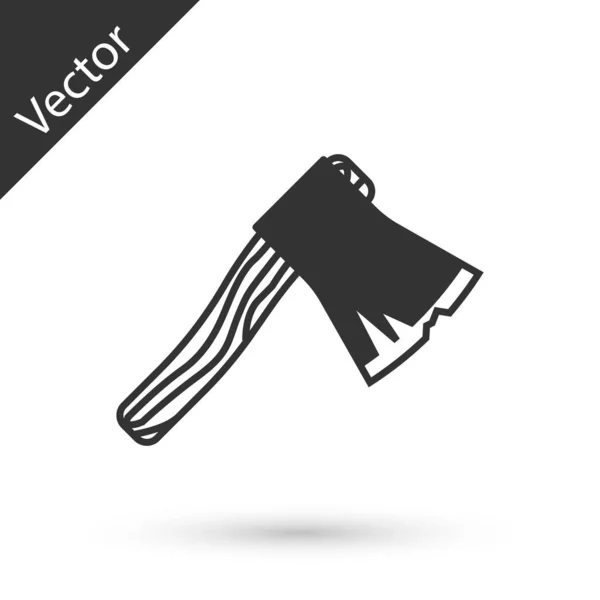 Grey Old wooden axe icon isolated on white background. Lumberjack axe. Vector Illustration — Stock Vector