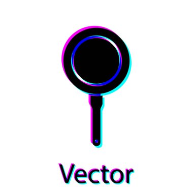 Siyah kızartma tavası simgesi beyaz arkaplanda izole edildi. Kızartma veya kızartma gıda sembolü. Vektör İllüstrasyonu