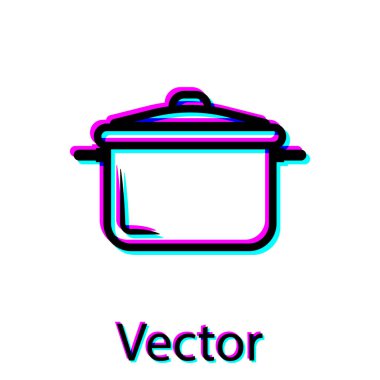 Siyah Pişirme pot simgesi beyaz arka plan üzerinde izole. Kaynatın veya güveç gıda sembolü. Vektör İllüstrasyonu