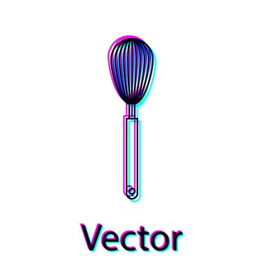 Siyah Mutfak çırpma simgesi beyaz arka plan üzerinde izole. Pişirme aleti, yumurta çırpıcı. Çatal bıçak takımı işareti. Gıda karışımı sembolü. Vektör İllüstrasyonu