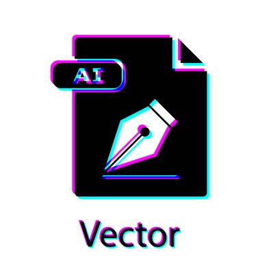 Siyah Ai dosya belgesi. Beyaz arka planda yalıtılmış ai düğme simgesini indirin. Ai dosya sembolü. Vektör İllüstrasyonu