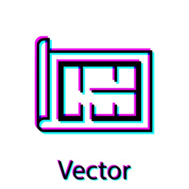 Siyah Ev planı simgesi beyaz arka plan üzerinde izole. Vektör İllüstrasyonu
