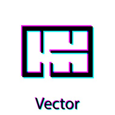 Siyah Ev planı simgesi beyaz arka plan üzerinde izole. Vektör İllüstrasyonu