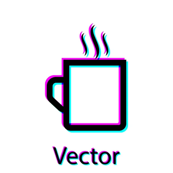 Taza de café negro icono plano aislado sobre fondo blanco. Taza de té. Café caliente. Ilustración vectorial — Vector de stock