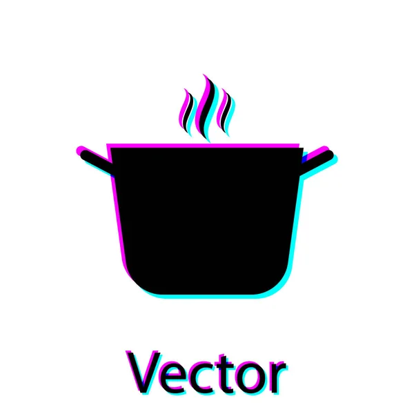 Icono de olla de cocina negra aislado sobre fondo blanco. Hervir o guisar el símbolo de la comida. Ilustración vectorial — Vector de stock