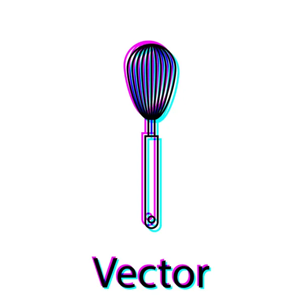 Icono de batidor de cocina negra aislado sobre fondo blanco. Utensil de cocina, batidor de huevos. Signo de cubertería. Comida mezcla símbolo. Ilustración vectorial — Vector de stock