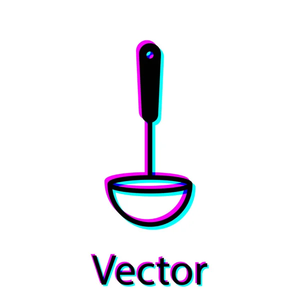 Icono de cuchara de cocina negra aislado sobre fondo blanco. Utensil de cocina. Signo de cuchara de cubiertos. Ilustración vectorial — Vector de stock