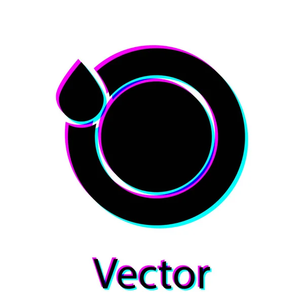 Negro icono de los platos de lavado aislado sobre fondo blanco. Placa y esponja. Icono de platos de limpieza. Señal de lavavajillas. Signo de vajilla limpia. Ilustración vectorial — Vector de stock