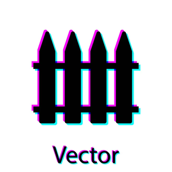 Zwarte tuin hek houten pictogram geïsoleerd op witte achtergrond. Vector illustratie — Stockvector