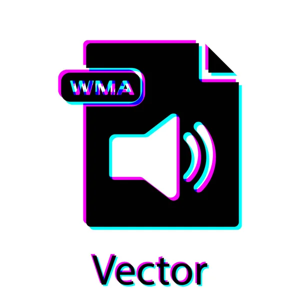 Documento de arquivo WMA preto. Baixar ícone botão wma isolado no fundo branco. Símbolo do ficheiro WMA. Sinal de formato de música Wma. Ilustração vetorial — Vetor de Stock