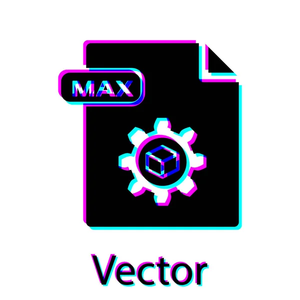 Documento de arquivo MAX preto. Baixar ícone de botão máximo isolado no fundo branco. Símbolo de ficheiro MAX. Ilustração vetorial — Vetor de Stock