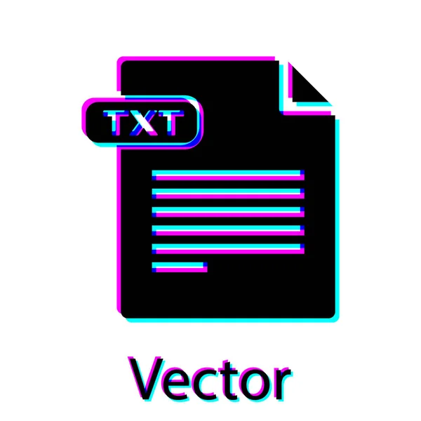 Documento de archivo TXT negro. Descargar icono del botón txt aislado sobre fondo blanco. Texto símbolo de extensión de archivo. Ilustración vectorial — Vector de stock
